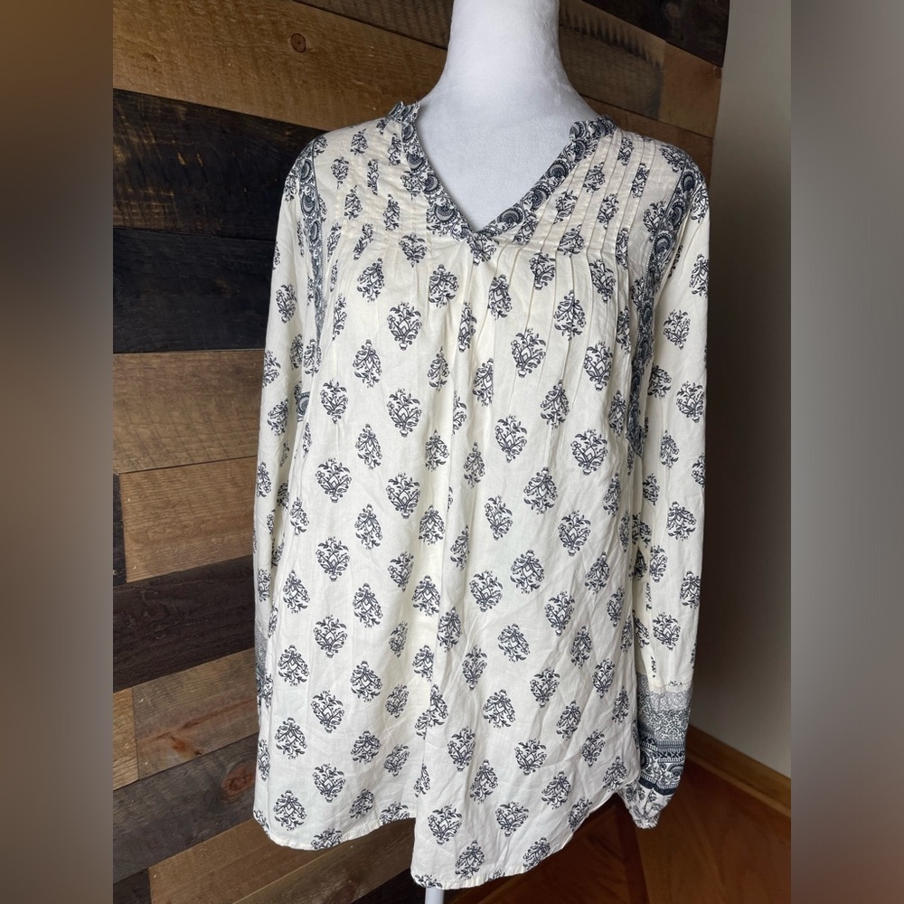 Old Navy Long-Sleeve Printed Poet Swing Peasant Blouse, Size Large Tall